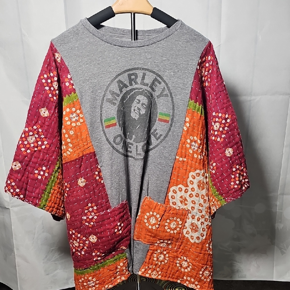 Gray Graphic Patchwork Jacket - image 1